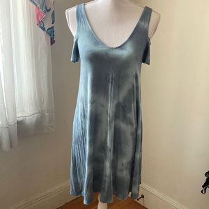 American Eagle Blue Tie Dye Cold Shoulder Dress